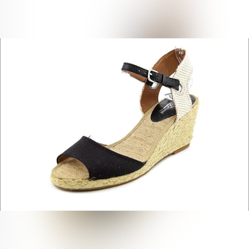 Lucky Brand “Kyndra” black and beige wedge heel sandals, size 7.5 NWOT - Picture 2 of 12